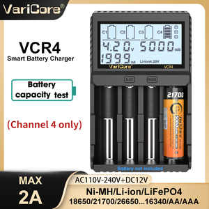 Зарядное устройство для аккумуляторной батареи VariCore VCR4, ЖК-дисплей для 3,7 В, <span class=keywords><strong>18650</strong></span>, <span class=keywords><strong>26650</strong></span>, 21700, 18350, 14500, 1,2 В, AAA, аккумуляторы - Product Image 5
