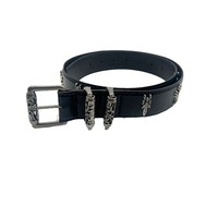 Ceinture tissée sculptée en alliage style Cro, design couple homme-femme, inspirée des célébrités, avec boucle crâne gothique punk sombre