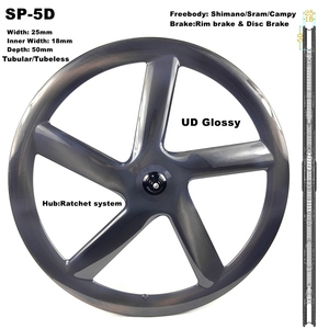 Велосипедный SP-5D карбоновый велосипед, <span class=keywords><strong>5</strong></span> спицевых колес, 25 мм, ширина 50 мм, глубина, <span class=keywords><strong>5</strong></span> спицевых колес, трубчатые/бескамерные - Product Image 1
