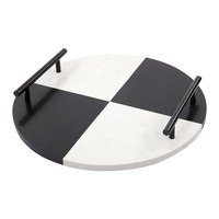 Plateau à nourriture en marbre noir et blanc, planches à découper pour le bœuf, assiettes à salade de légumes, vaisselle en marbre, plateau de service