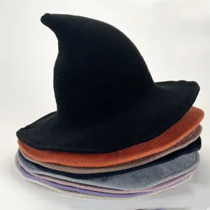 Toptan özel Unisex OEM özelleştirilmiş cadı sonbahar kış sihirbazı örme kova şapka festivali parti çok renkli cadılar bayramı şapka