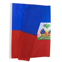 Drapeau Haïtien Personnalisé 3x5ft Rectangulaire en Polyester Respirant Imprimé par Sérigraphie, Style Bannière Suspendue/Enroulable, Cadeaux Promotionnels pour Salons Professionnels