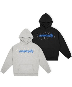 Sweat-shirt à manches longues 100% coton style américain rétro imprimé cœur brisé brodé de diamants de marque tendance - Product Image 1