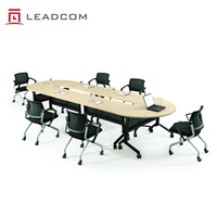 Table de conférence mobile LEADCOM LS-4-6 à structure en acier, modulaire, avec plateau rabattable, pour salle de formation, bureau commercial et espace de réunion