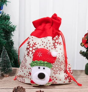 ถุงของขวัญคริสต์มาสผ้าลินินคุณภาพสูงลายการ์ตูนใหม่พร้อมโลโก้สั่งทำพิเศษ ถุงของขวัญซานตาคลอส - Product Image 3