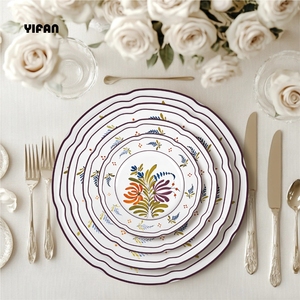 2025 New Design Italy Style Porcelain <b>Dinnerware</b> Set Flower and Plant Elements Luxury <b>Dinnerware</b> Bone China - Product Image 2