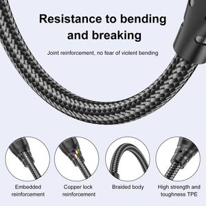 <span class=keywords><strong>C</strong></span>âble de <span class=keywords><strong>charge</strong></span> <span class=keywords><strong>rapide</strong></span> 5A en nylon magnétique, alliage d'aluminium, <span class=keywords><strong>type</strong></span> <span class=keywords><strong>C</strong></span>, 240W, <span class=keywords><strong>charge</strong></span> <span class=keywords><strong>rapide</strong></span>, 1,8m, blindage tressé, connecteur rotatif 3 en 1 - Product Image 3