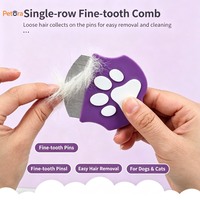 Brosse anti-puces à dents fines Petora, motif patte de dessin animé, écologique, pour chats et chiens, usage domestique et toilettage