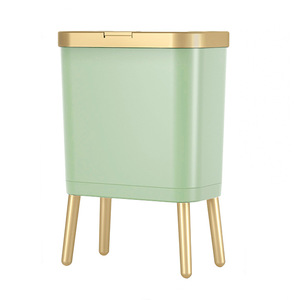 Cubo de Basura Cuadrado con Tapa de 30 cm, Verde Claro y Dorado, Cubo de Basura para Cocina Interior - Product Image 3