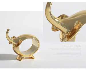 Adorno de <span class=keywords><strong>elefante</strong></span> de oro abstracto, artesanía de conejo dorado brillante, escultura de Animal brillante para decoración del hogar - Product Image 6