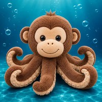 Mascotte en peluche personnalisée Pieuvre Singe, Figurine en peluche à huit tentacules pour collection sur le thème de la mer et cadeau créatif