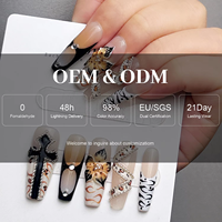 Faux ongles à presser faits main en acrylique 3D motif fleur, couvrance totale, luxe, formes carrée et amande, styles et tailles aléatoires, sac surprise, diffusion en direct