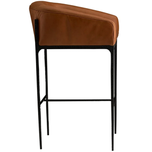 Evelyn Counter <b>Stool</b> iron/Russet <b>Leather</b> ,Black <b>Leather</b> Durable High Bar <b>Stool</b> for Home Bar & Dining Room - Product Image 3
