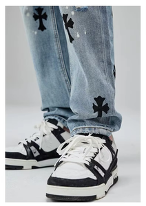 LYN9056 Pantalon Jean Homme Skinny Déchiré Effet Usé Style Hip Hop Streetwear - Product Image 5
