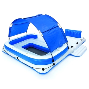 Nuevo diseño OEM verano agua inflable isla flotante muelle inflable flotante ocio plataforma con dosel para el mar - Product Image 1