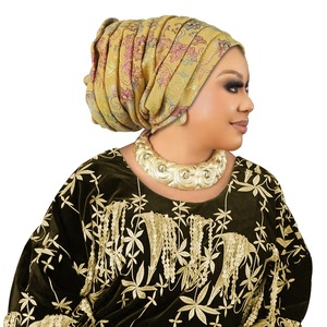 Últimos Diseños de Gorros Instantáneos Gele, Pañuelos Africanos para la Cabeza, Turbantes Nigerianos Listos para Usar, Gorros para <span class=keywords><strong>Mujer</strong></span> F054 - Product Image 6