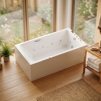 Baignoire autoportante en acrylique de style minimaliste pour bain profond avec drain d'angle pour petite salle de bain, baignoire de glace, usine OEM