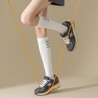 Chaussettes de compression printemps-automne athlétiques mi-mollet pour la course, amincissantes, légères, antidérapantes, en polycoton rayées