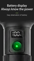 Lampe torche zoomable 20W avec affichage numérique de la puissance et fonction Power Bank, rechargeable par USB, torche tactique pour le camping, les situations d'urgence et les activités de plein air