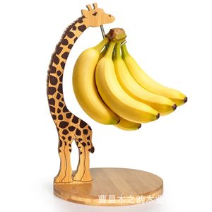 Wooden Giraffe Banana Rack Bamboo Fruit <b>Stand</b> For Kitchen Decorative Storage Holder - Product Image 2
