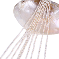 Petites perles d'eau douce ovales blanches de Chine (3-4 mm) pour la fabrication de bijoux et divers objets décoratifs