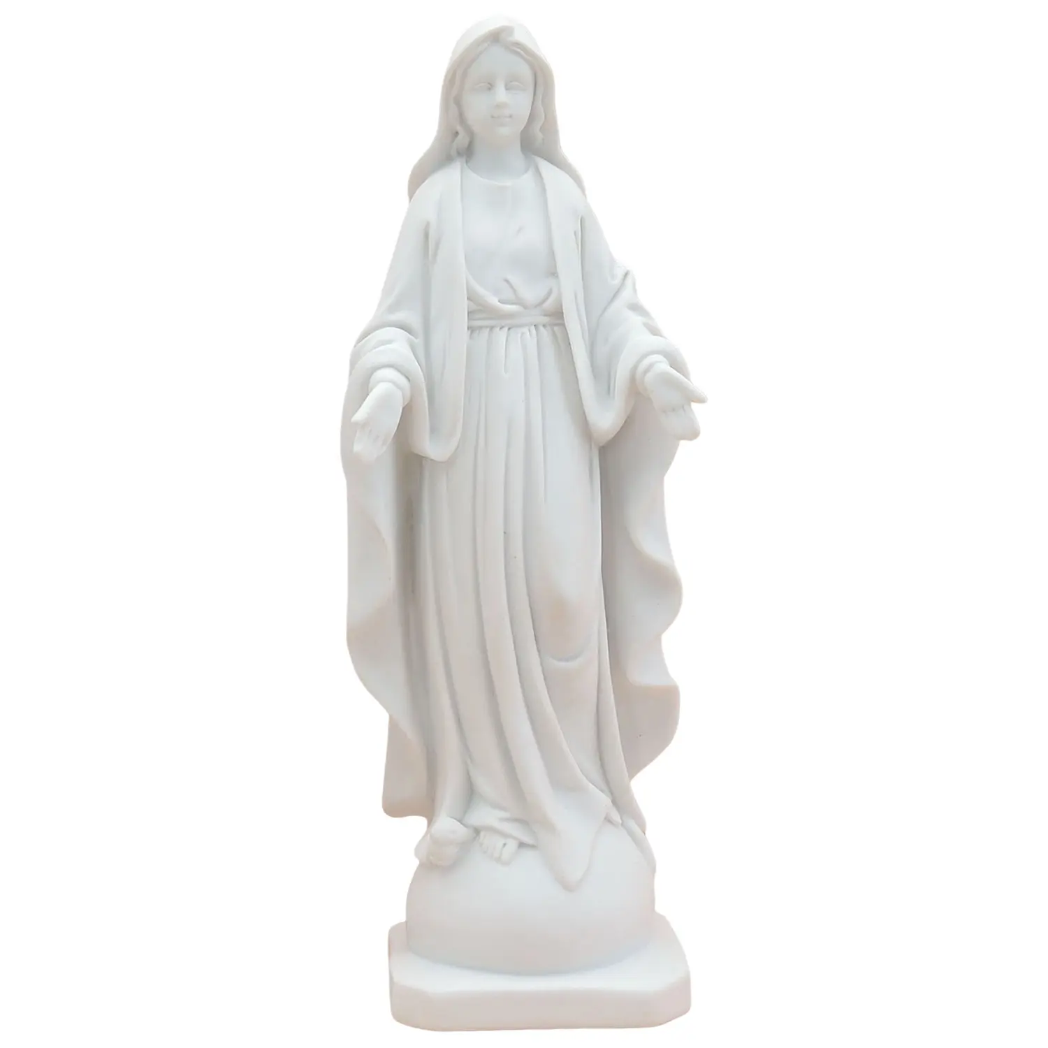 במלאי שרף פסל גבירתנו של גרייס בתולה הקדושה אמא מרי פסל קתולית-לבן השיש עבור מתנות
