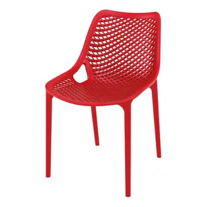 Chaise de salle à manger blanche et rouge, meuble d'extérieur moderne et empilable, pp