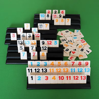 106 Set Permainan Rummy dengan 4 Rak Plastik, Kepingan Permainan Rummy Klasik, Ubin, Permainan untuk Teman dan Keluarga