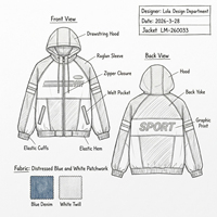 Veste matelassée en toile bleue pour homme, personnalisable OEM/ODM, qualité supérieure, respirante, style patchwork, tendance streetwear