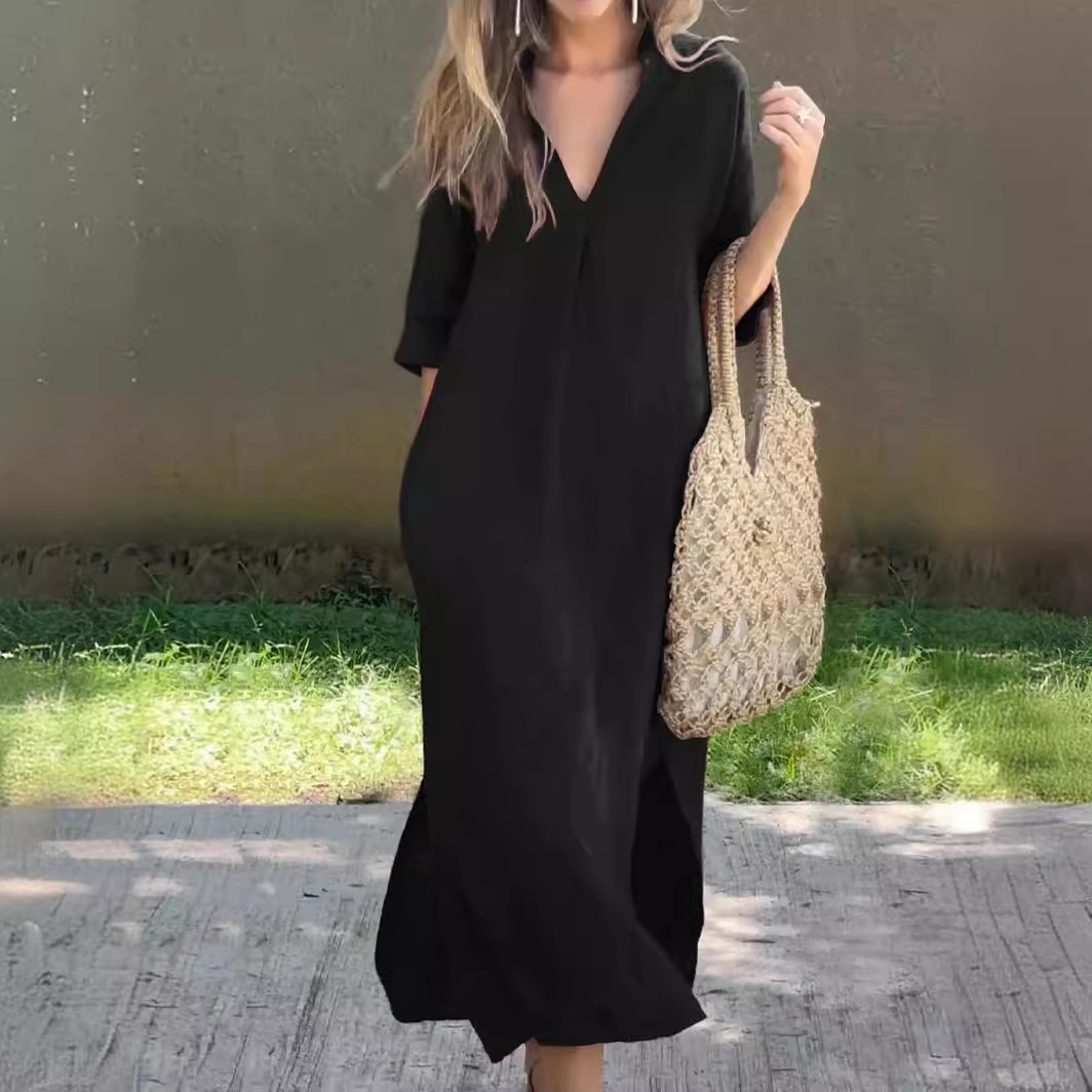 princess polly baby blue dress Country Road Cotton Linen Midi Dress in Black
