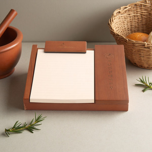 Wooden <b>Memo</b> Holder Vertical Note <b>Pad</b> Desk Organizer Office Stationery Card Stand Red MDF Engraved Design - Product Image 2