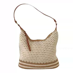 Sac à bandoulière tissé rayé kaki grande capacité Printemps 2026 Usage quotidien - Product Image 5