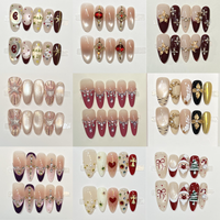 Boîte d'emballage rétro pour ongles artificiels, design tendance, ongles artificiels à couverture complète, longs ongles stiletto faits à la main, ongles à presser