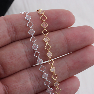 Cadena de Eslabones de Trébol Hueca/Esmaltada 1+1, Creativa, Chapada en Oro de 14K/Plata 925, Accesorios para Hacer Collares y <span class=keywords><strong>Pulseras</strong></span> <span class=keywords><strong>Permanentes</strong></span> - Product Image 3