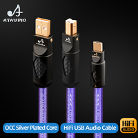 Câble Audio Hifi USB type-A à type-B OCC plaqué argent mâle à mâle câble USB pour mélangeur ordinateur carte son A-B C-B câble de données