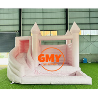 Château gonflable en pvc commercial maison de rebond blanche 15x15 avec fosse à billes coulissante