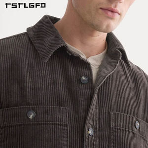 Camisas de Pana de Lujo para Hombre con Logotipo Personalizado, Ropa Urbana de Alta Calidad, Estilo Vintage Clásico, Manga Larga, Antiarrugas, Otoño - Product Image 5