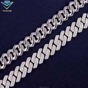 Hiphop VVS Moissanite diamond GRA certificate <b>Iced</b> <b>out</b> 2rows heavy cuban link <b>chain</b> Gold plated 925 sterling sliver Claw setting - Product Image 5