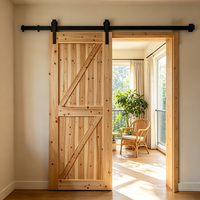 Stabile Massivholz-Scheunentür aus Fichtenholz, Schiebetür für Innenräume, Natürlicher Holzduft, für Familienzimmer-Installation
