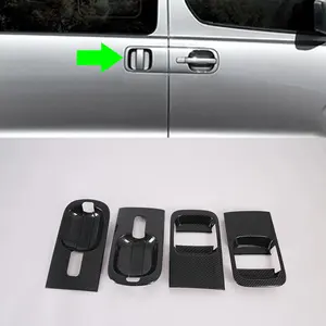 Karbon Fiber renk otomatik kapı kolu kase kapağı koruyucu Trim Body Kit Upgrade için araba aksesuarları 2019 Hyundai H-1