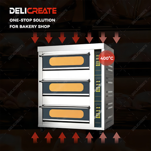 Máquina automática de equipo para hornear grande comercial de 3 cubiertas y 9 bandejas con vapor de piedra para bollo, galleta, pastel, pan, horno de cubierta de Gas - Product Image 1
