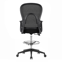 Chaise de bureau ergonomique moderne en maille plastique avec anneau de repose-pieds, hauteur réglable, noire, à roulettes, pour usage commercial, vente en gros