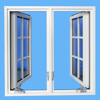 Ventana abatible con manivela de EE. UU., uso de Villa de casa, marco de rotura térmica, diseño de parrilla, estilo colonial, ventana colgante lateral abatible con flynet