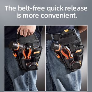 Túi đeo thắt lưng đựng dụng cụ thợ điện đa năng, dày dặn, chống thấm nước, chất liệu Oxford, chống mài mòn, có tấm lưng, OEM ODM - Product Image 4