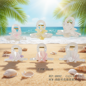 Fermaglio per capelli a forma di conchiglia e stella marina da 8 cm per donna - Product Image 3