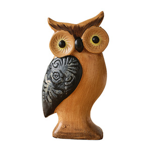 Figuras de Búho de Madera (2 Piezas), Diseño Minimalista, Decoración para Sala de Estar, Patrón de Plantas, Decoración para el Hogar - Product Image 4