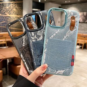 Étui PC rigide en denim avec fente pour carte de poche Étui de téléphone mode femme pour <span class=keywords><strong>iPhone</strong></span> 16 15 13 14 <span class=keywords><strong>12</strong></span> Pro Max - Product Image 2