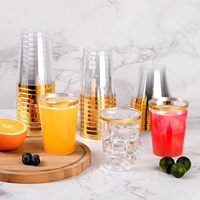 50 gobelets en plastique jetables de 12 oz avec bord doré, sans BPA, écologiques, design minimaliste moderne, pour mariages, fêtes de Noël