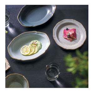 Juegos de vajilla de cerámica de estilo antiguo japonés con relieve de puntada, pigmento dorado tenue, vajilla de calidad de lujo de 2 piezas - Product Image 1