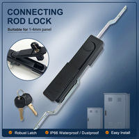 Serrure de porte d'armoire électrique à trois points MS824-1-2 IP66 étanche avec verrouillage par clé coulissante, noir mat, contrôle antivol par tige